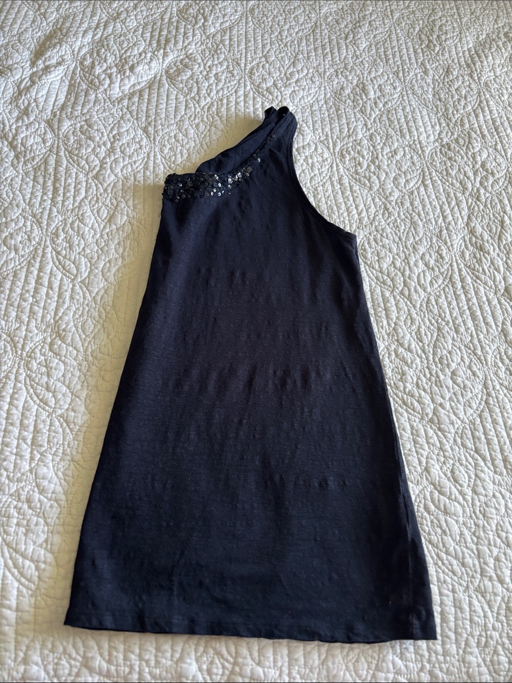 Eileen Fisher Navy Linen Embellished Scoop Neck Tank Top Sequins Size XL - Picture 11 of 11